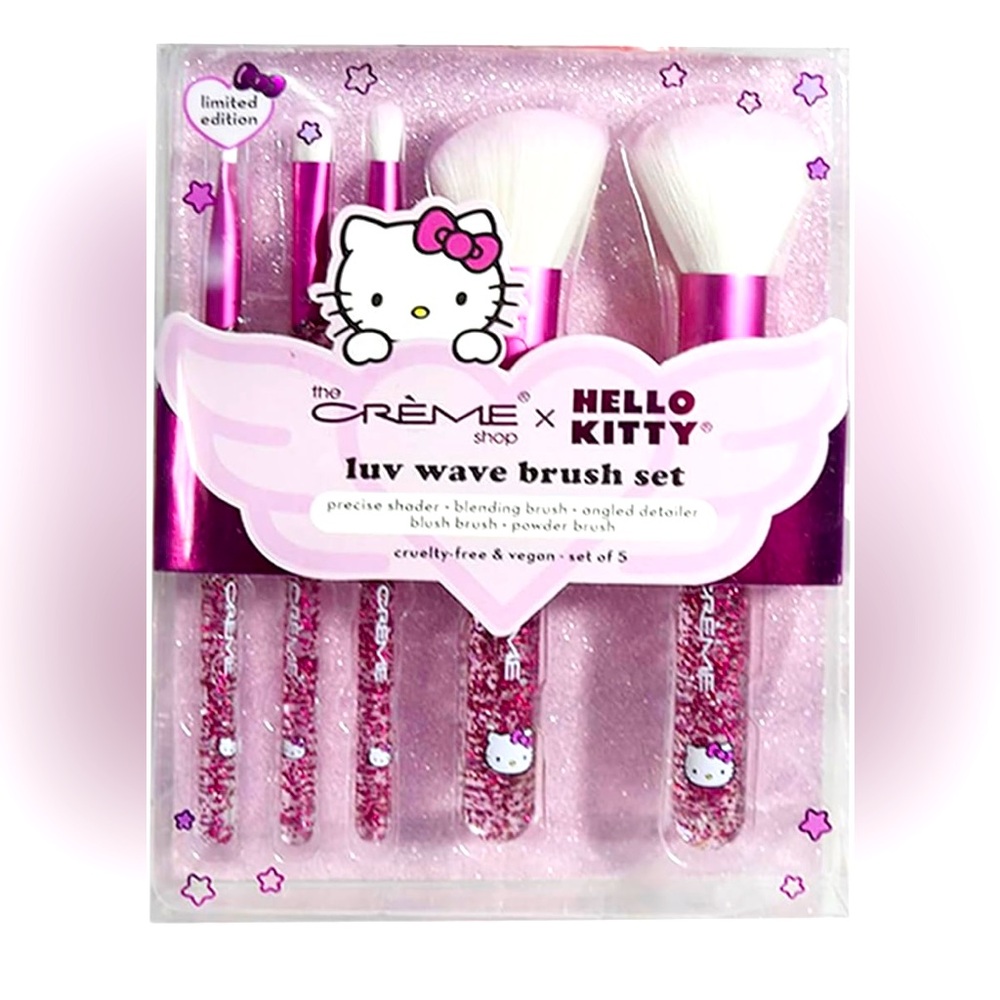 Hello Kitty Luv Wave Makeup Brush Collection Set of 5 Sanrio Limited Edition - Picture 7 of 9